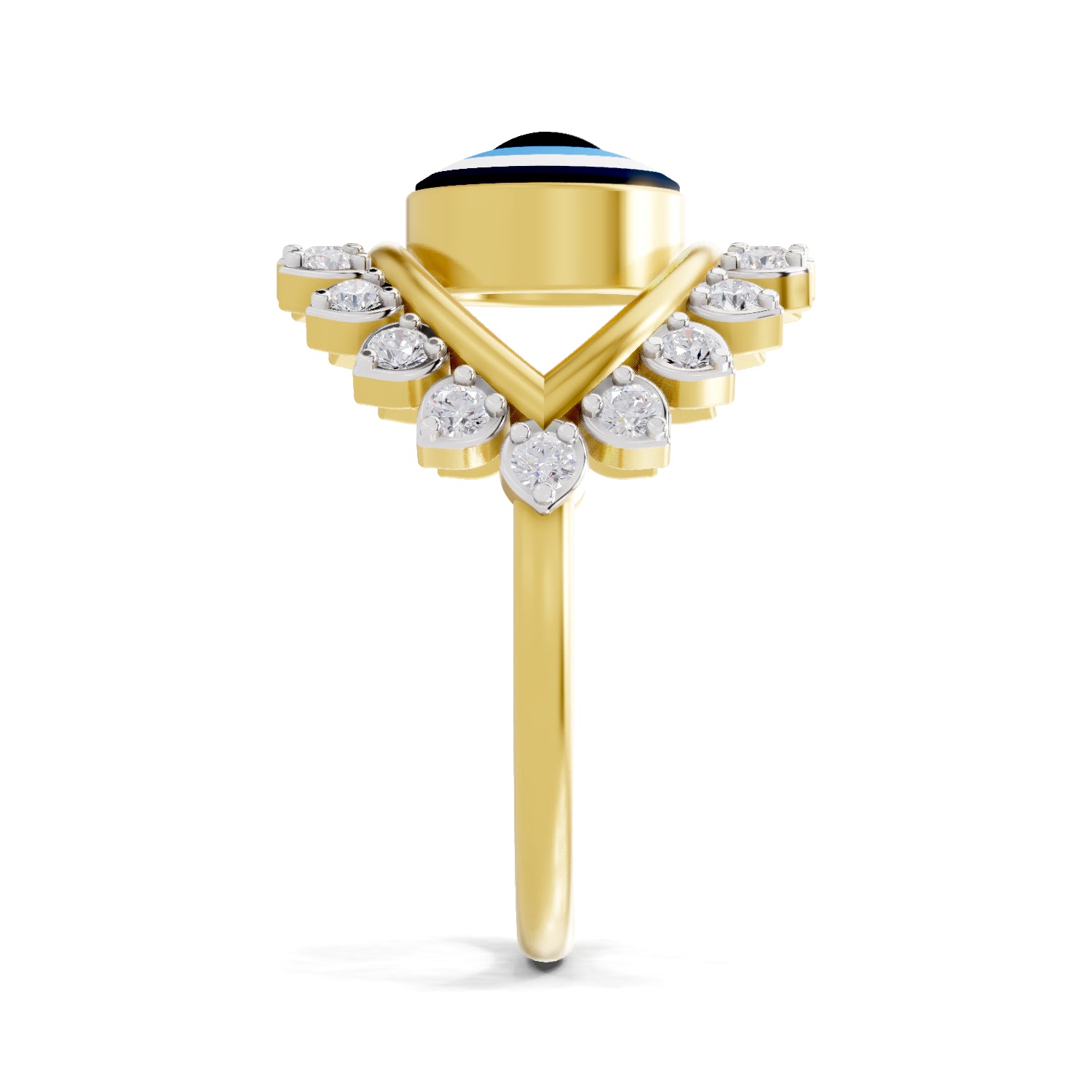 0.36 Carat  | 925 Sterling Silver Gold Plated Evil Eye Ring