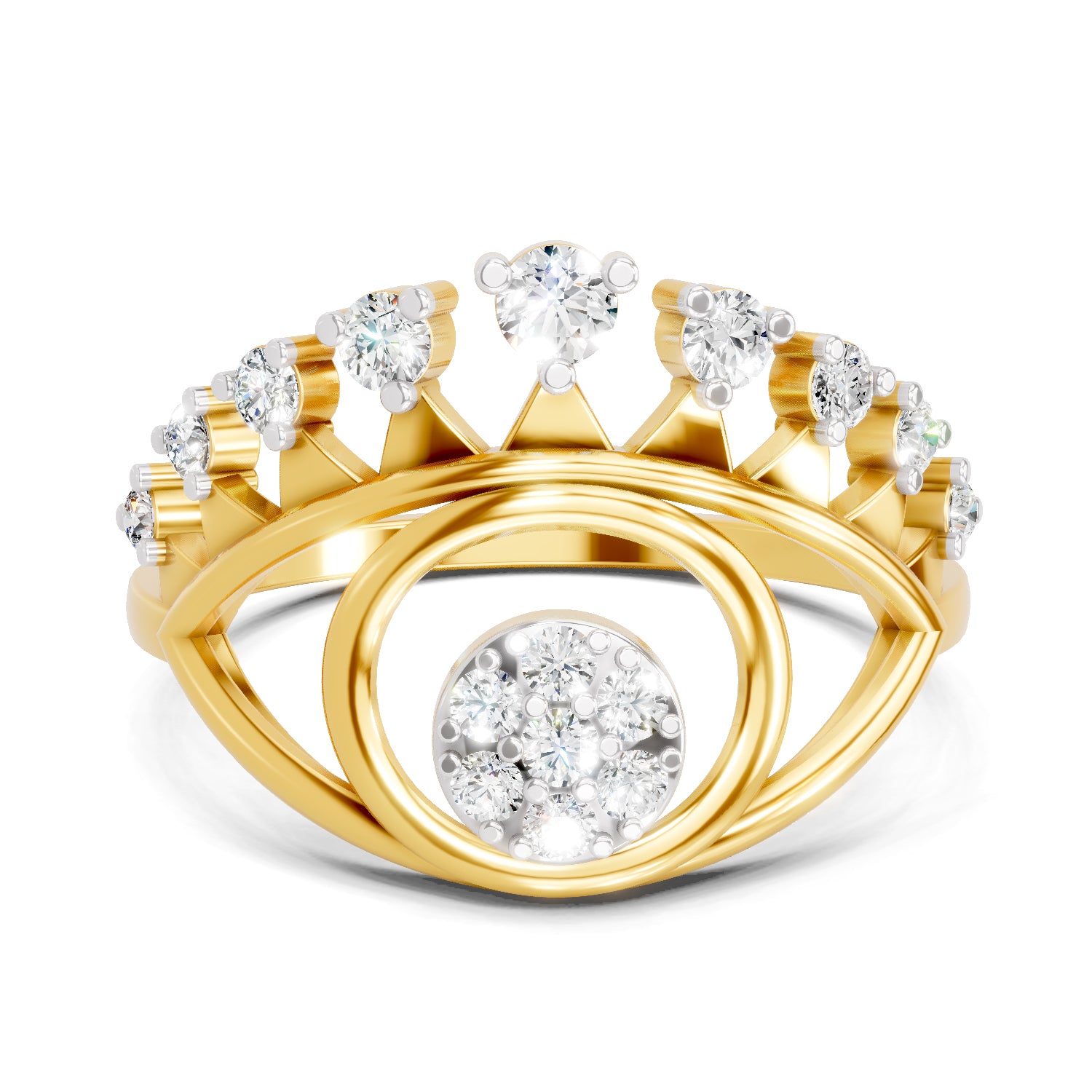 0.37 Carat  | 925 Sterling Silver Gold Plated Evil Eye Ring