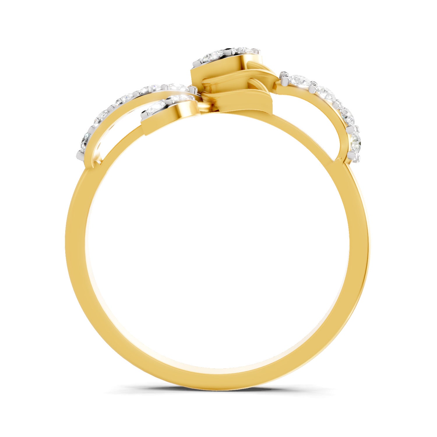 0.18 Ct | 925 Sterling Silver Yellow Gold Plated Lotus Ring