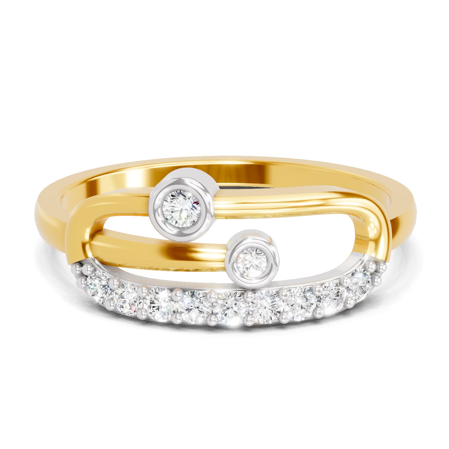 0.18 Carat  | 925 Sterling Silver Gold Plated Fashion Ring