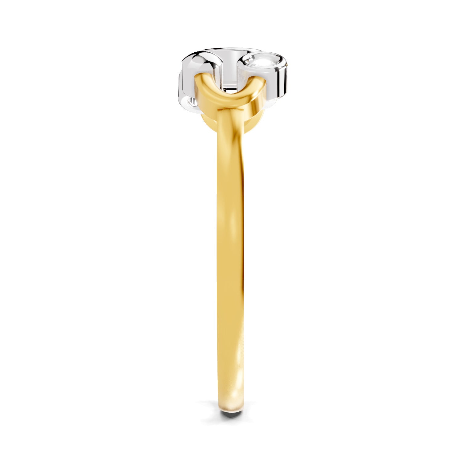 0.11 Ct | 925 Sterling Silver Yellow Gold Plated 3 Stone Ring