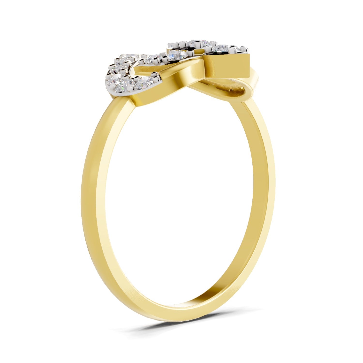 0.3 Carat  | 925 Sterling Silver Gold Plated Lotus Diamond Ring