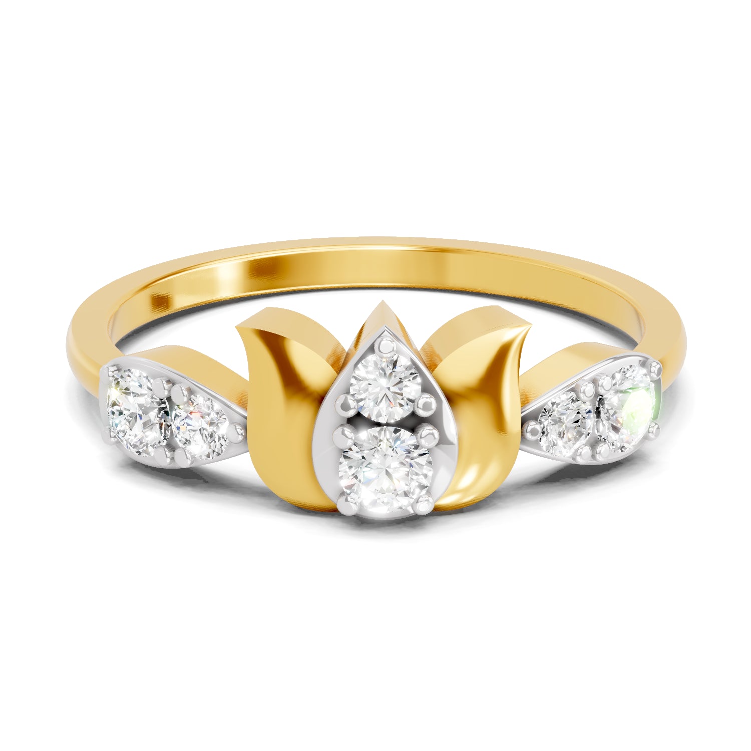 0.3 Carat  | 925 Sterling Silver Gold Plated Lotus Ring