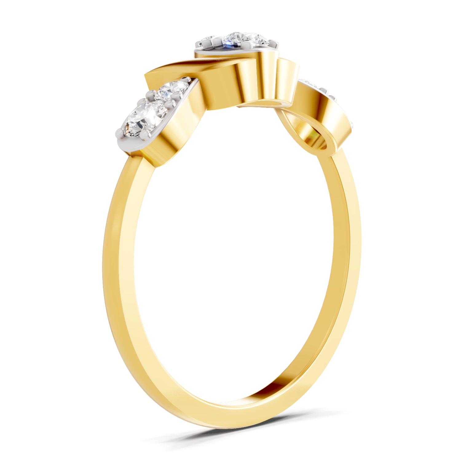 0.3 Carat  | 925 Sterling Silver Gold Plated Lotus Ring