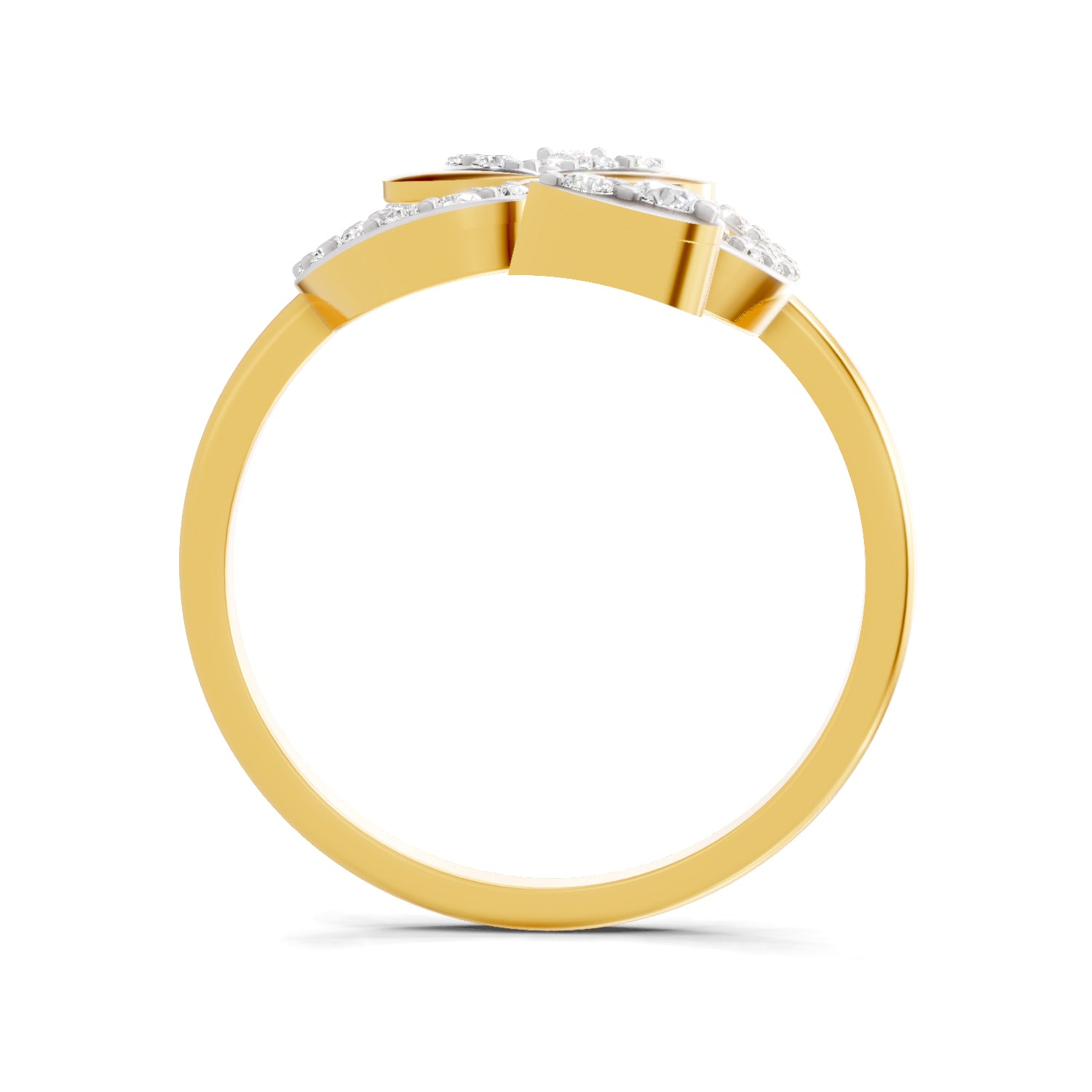 0.4 Carat  | 925 Sterling Silver Gold Plated Lotus Ring