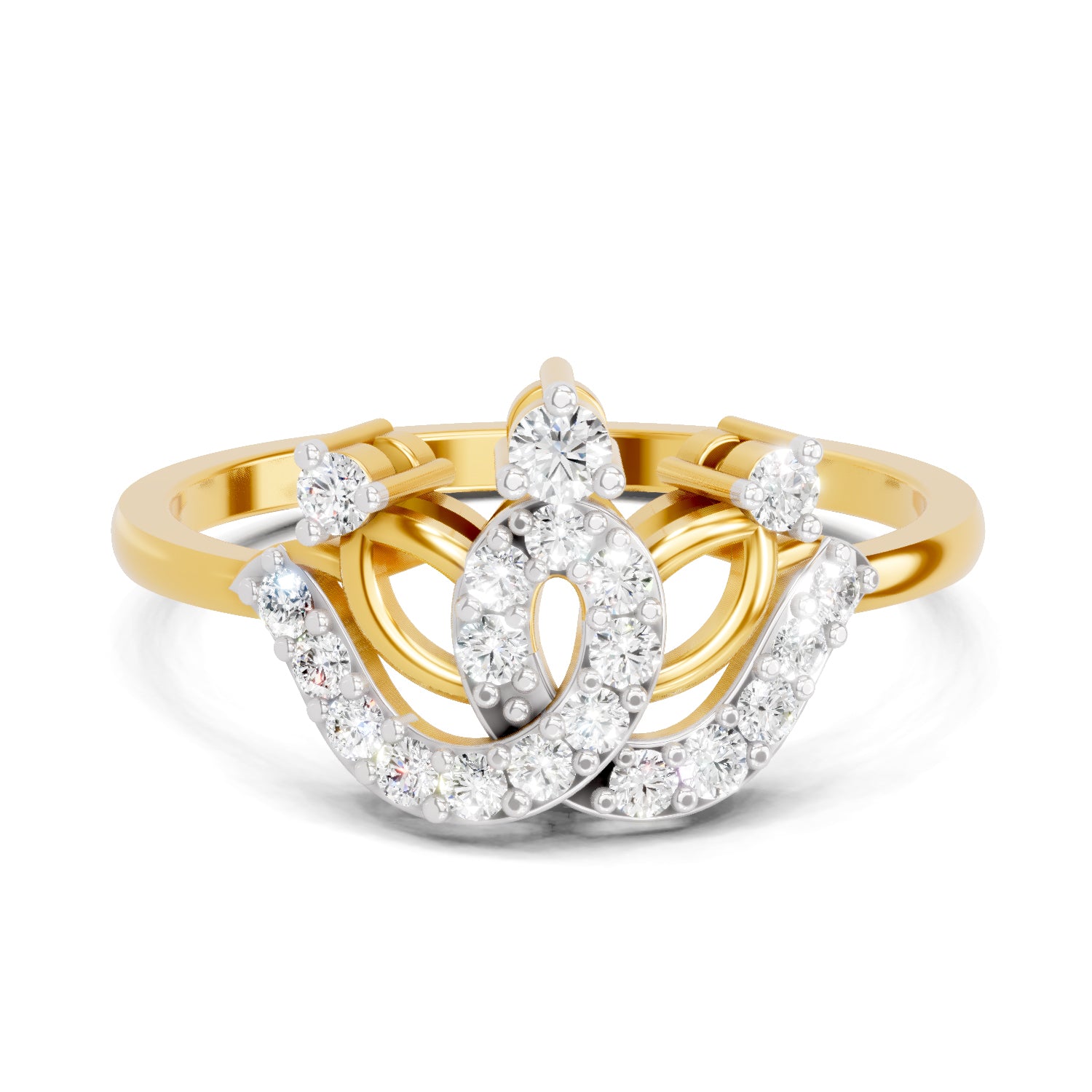 0.22 Carat  | 925 Sterling Silver Gold Plated Lotus Ring