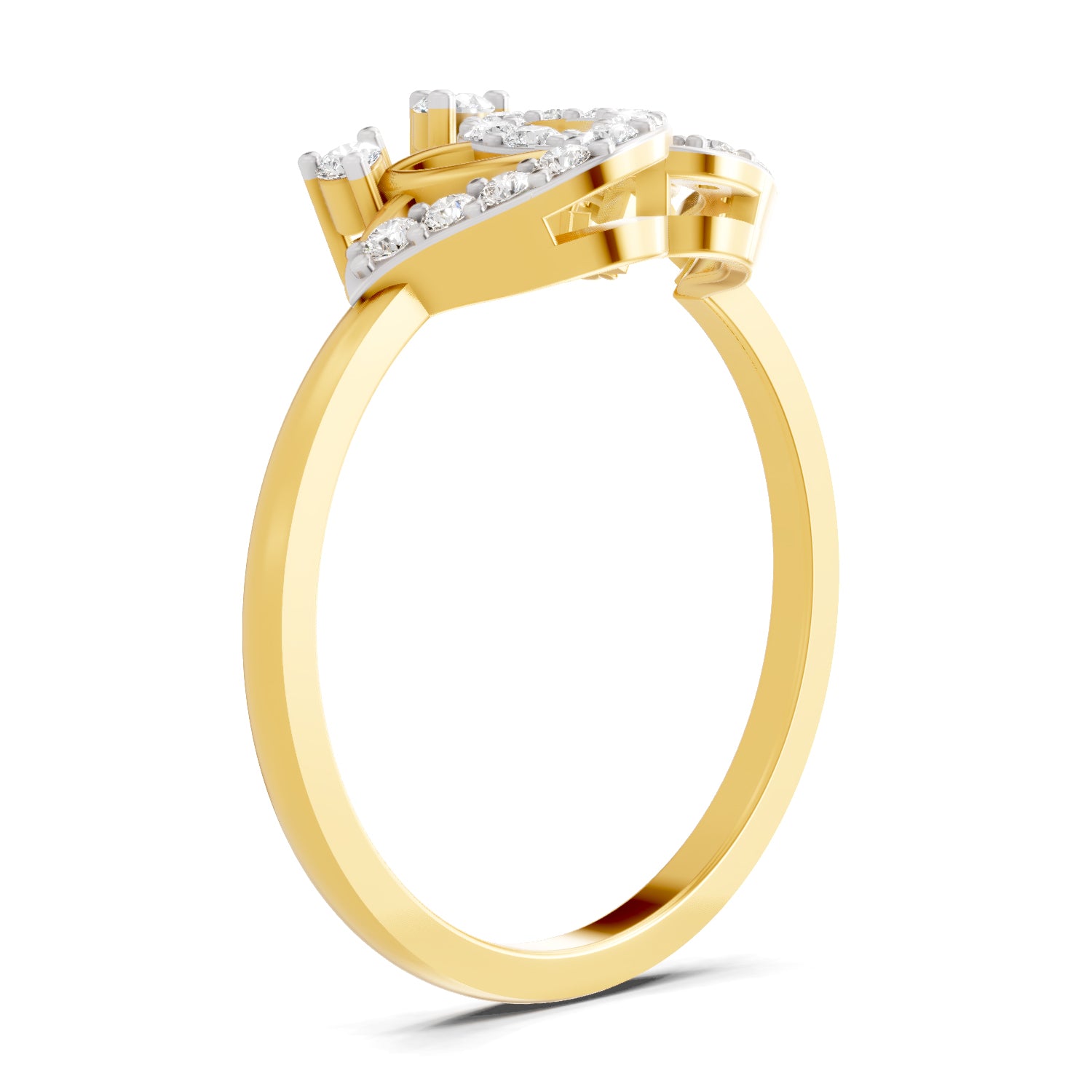 0.22 Carat  | 925 Sterling Silver Gold Plated Lotus Ring