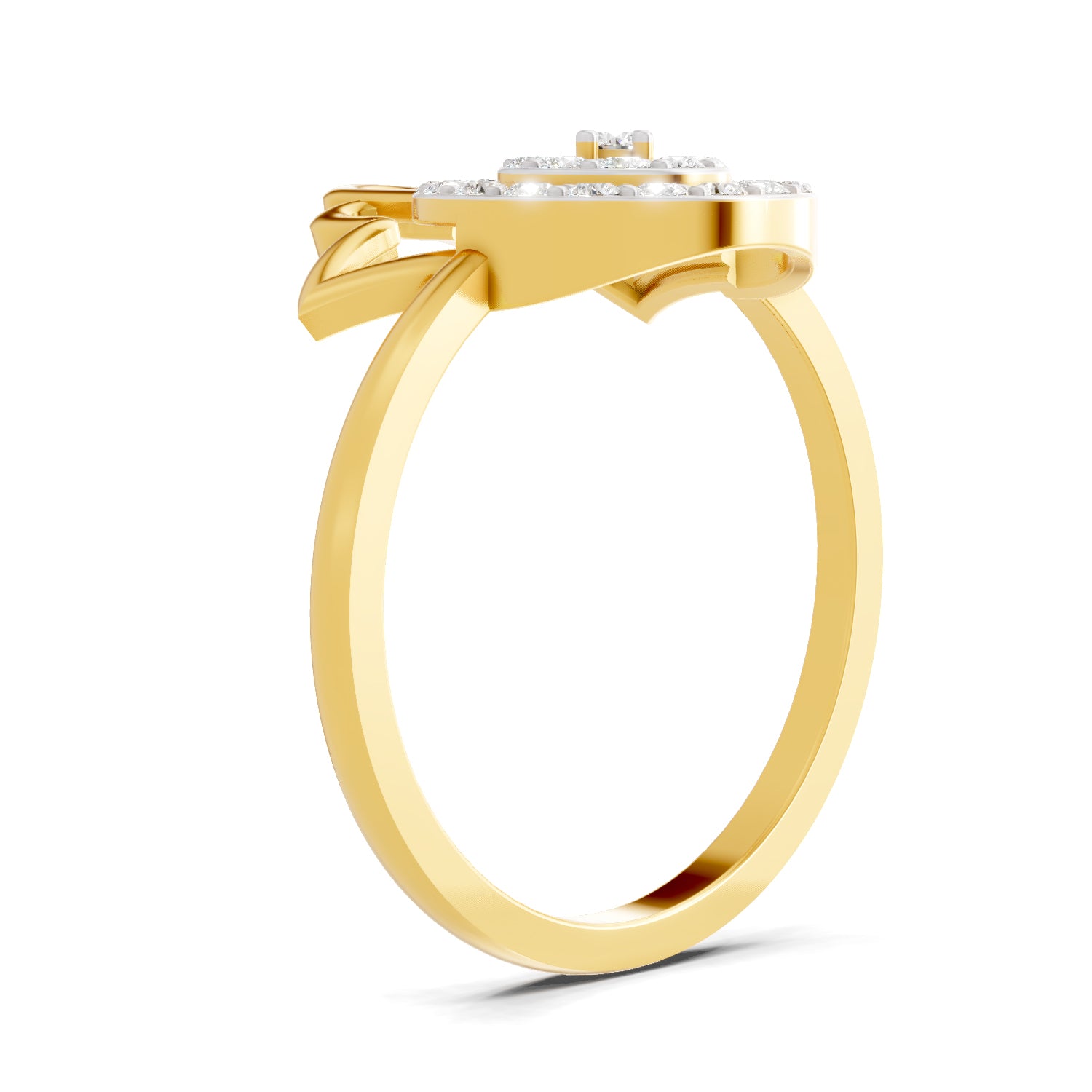 0.29 Carat  | 925 Sterling Silver Gold Plated Hamsa Hand Ring