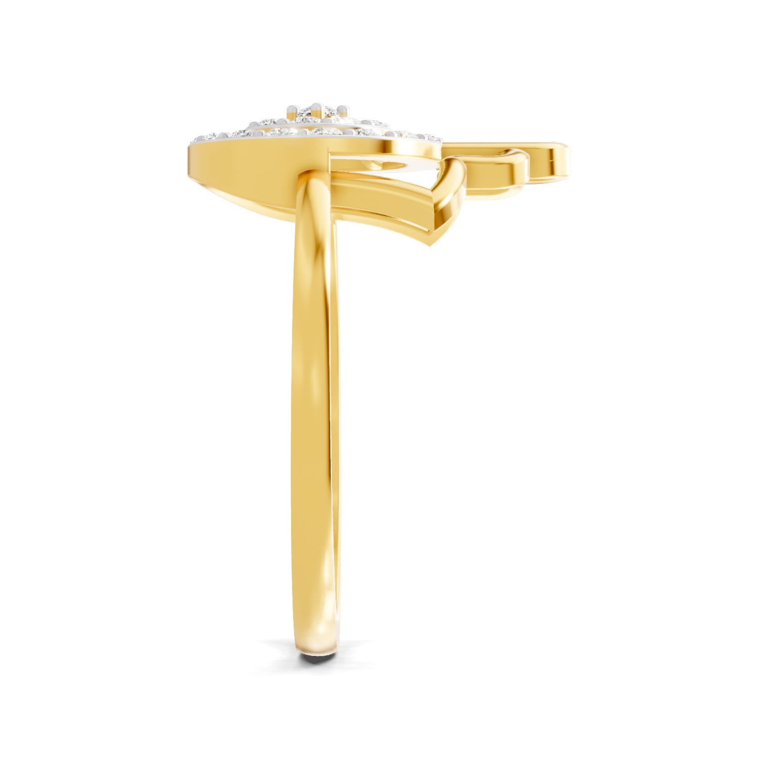 0.29 Carat  | 925 Sterling Silver Gold Plated Hamsa Hand Ring