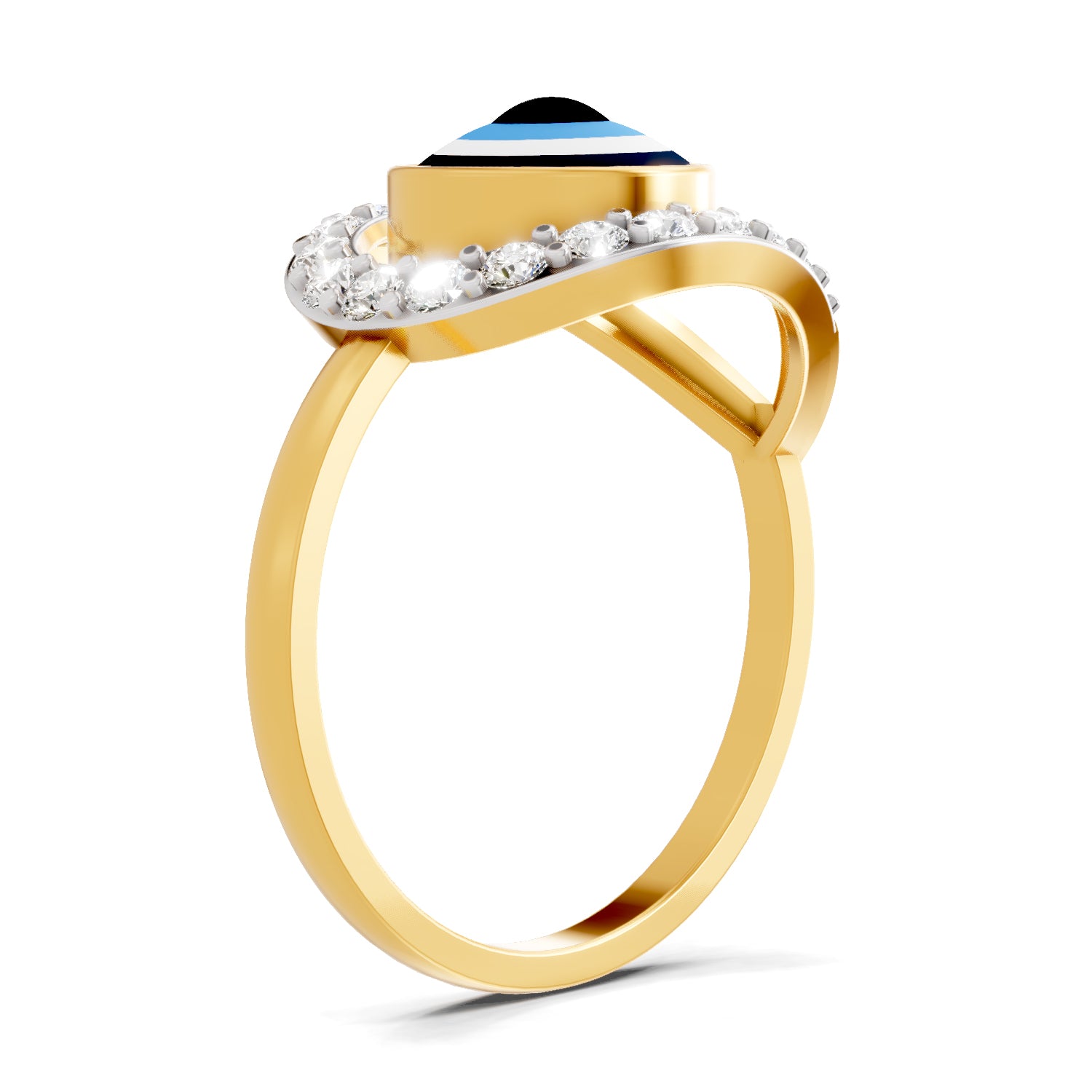 0.34 Carat  | 925 Sterling Silver Gold Plated Evil Eye Ring
