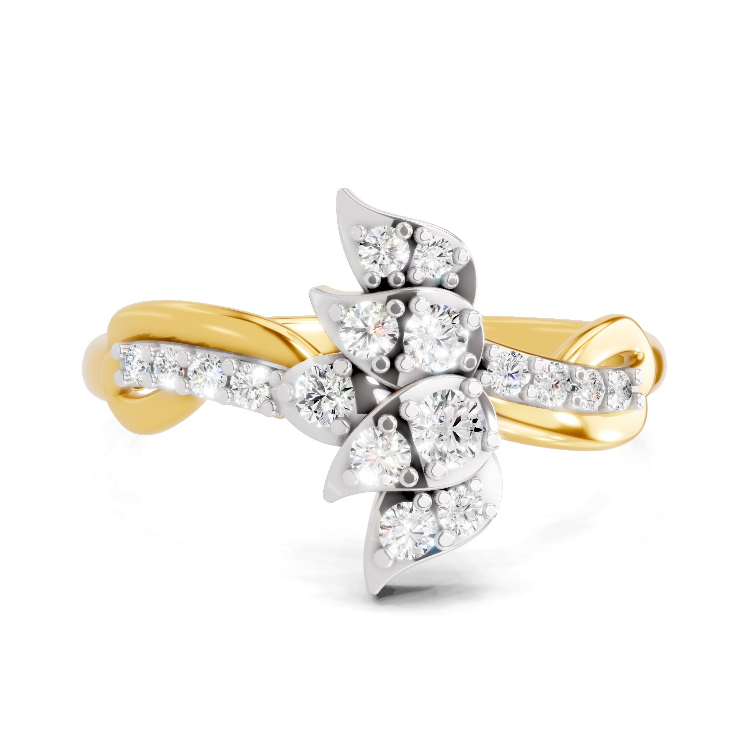 0.28 Carat  | 925 Sterling Silver Gold Plated Lotus Ring