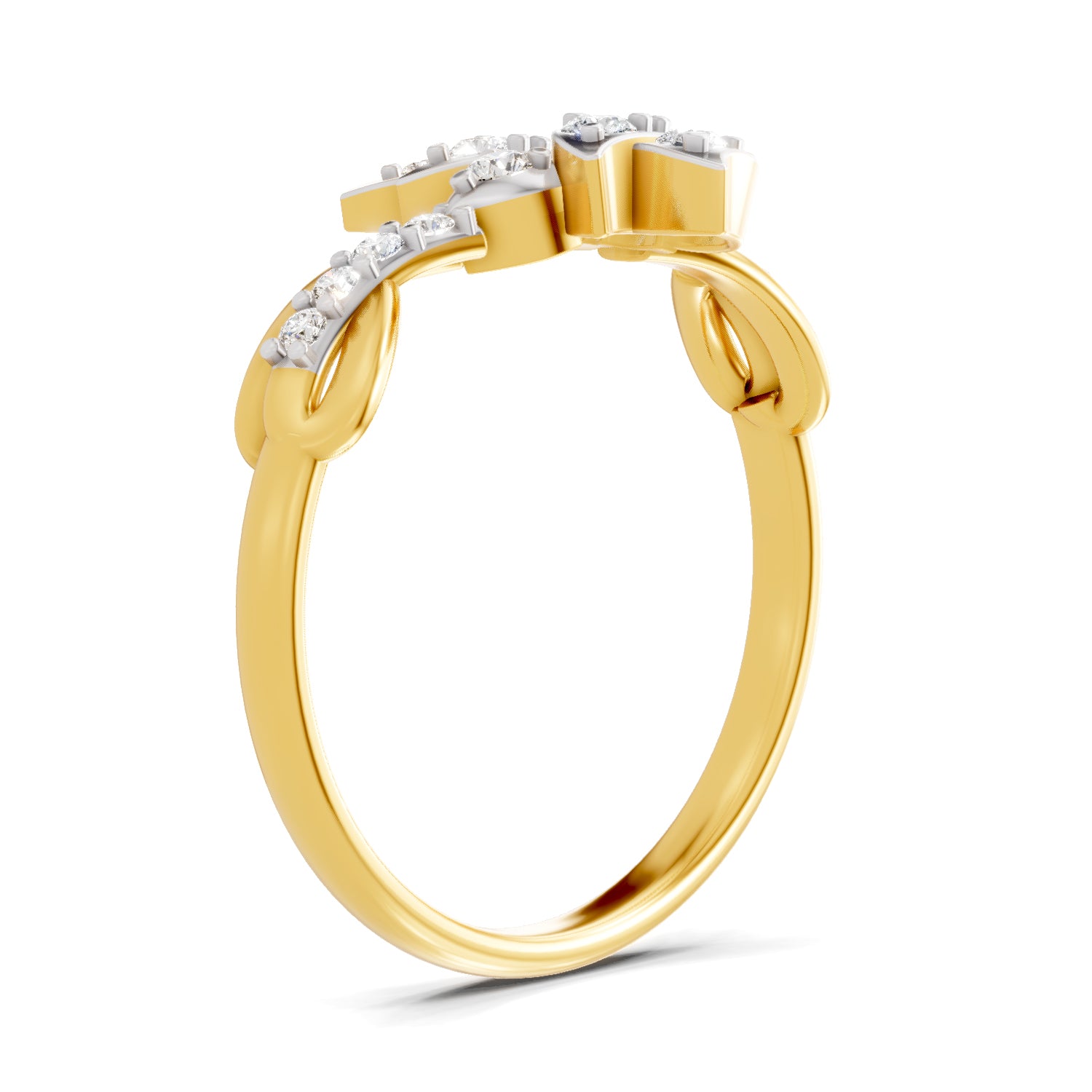 0.28 Carat  | 925 Sterling Silver Gold Plated Lotus Ring