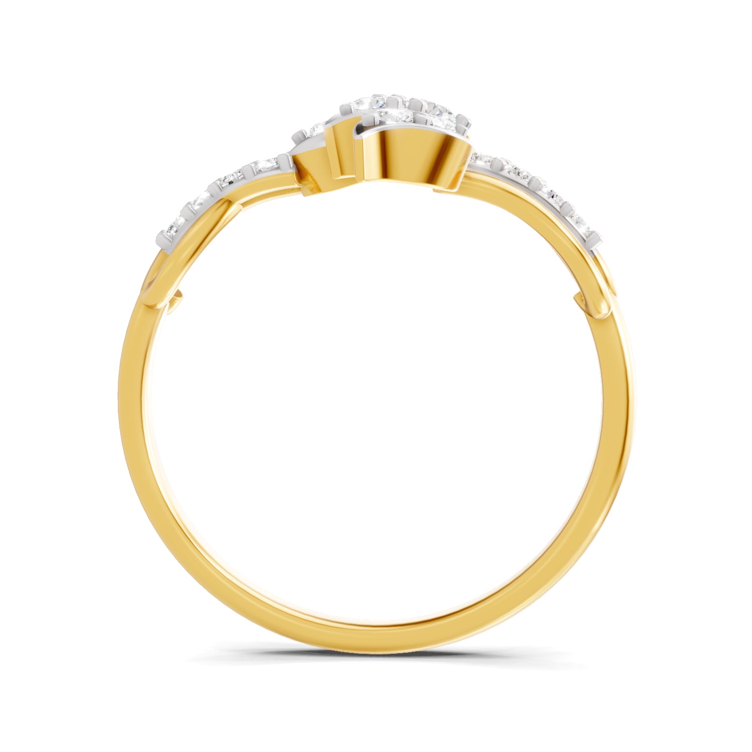 0.28 Carat  | 925 Sterling Silver Gold Plated Lotus Ring