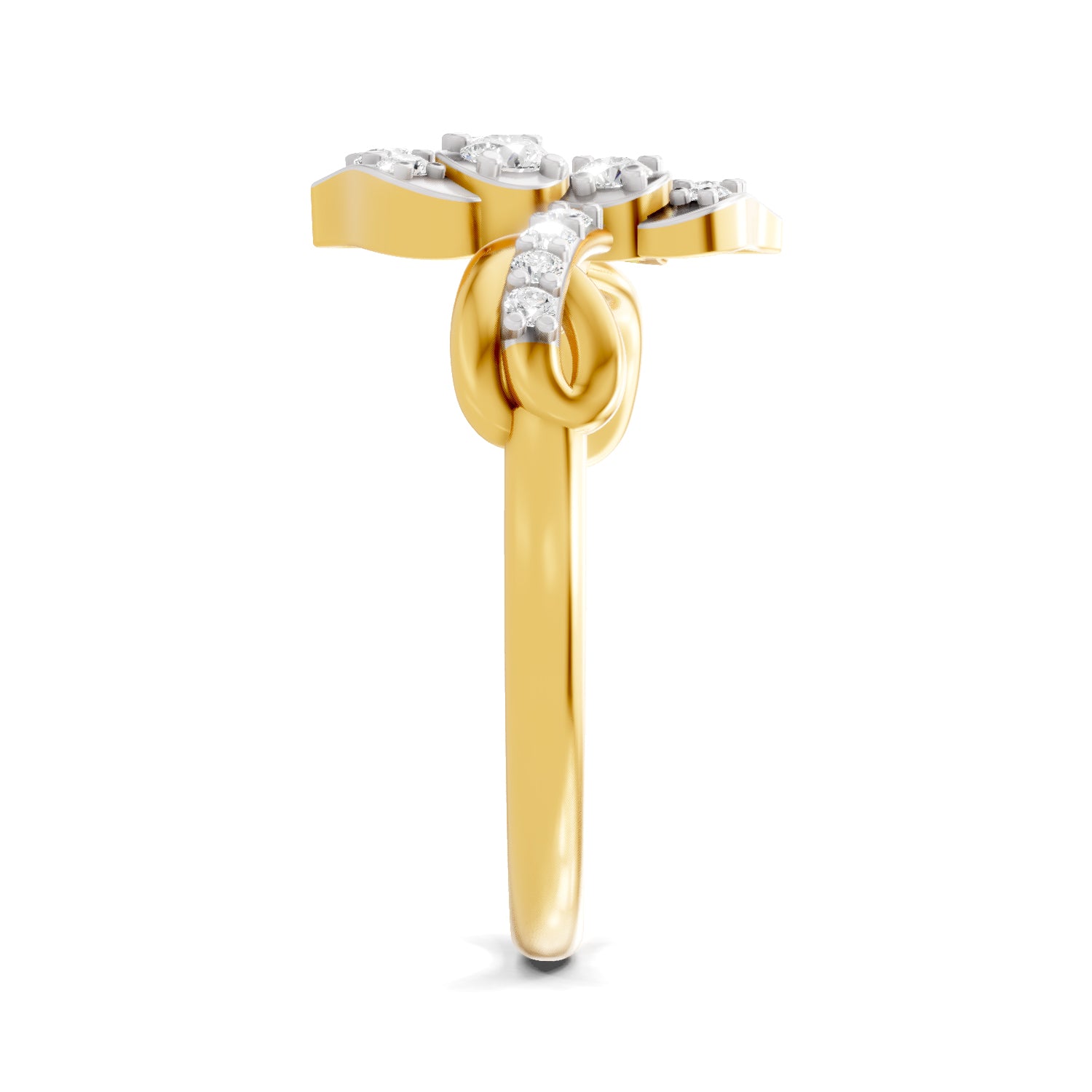 0.28 Carat  | 925 Sterling Silver Gold Plated Lotus Ring