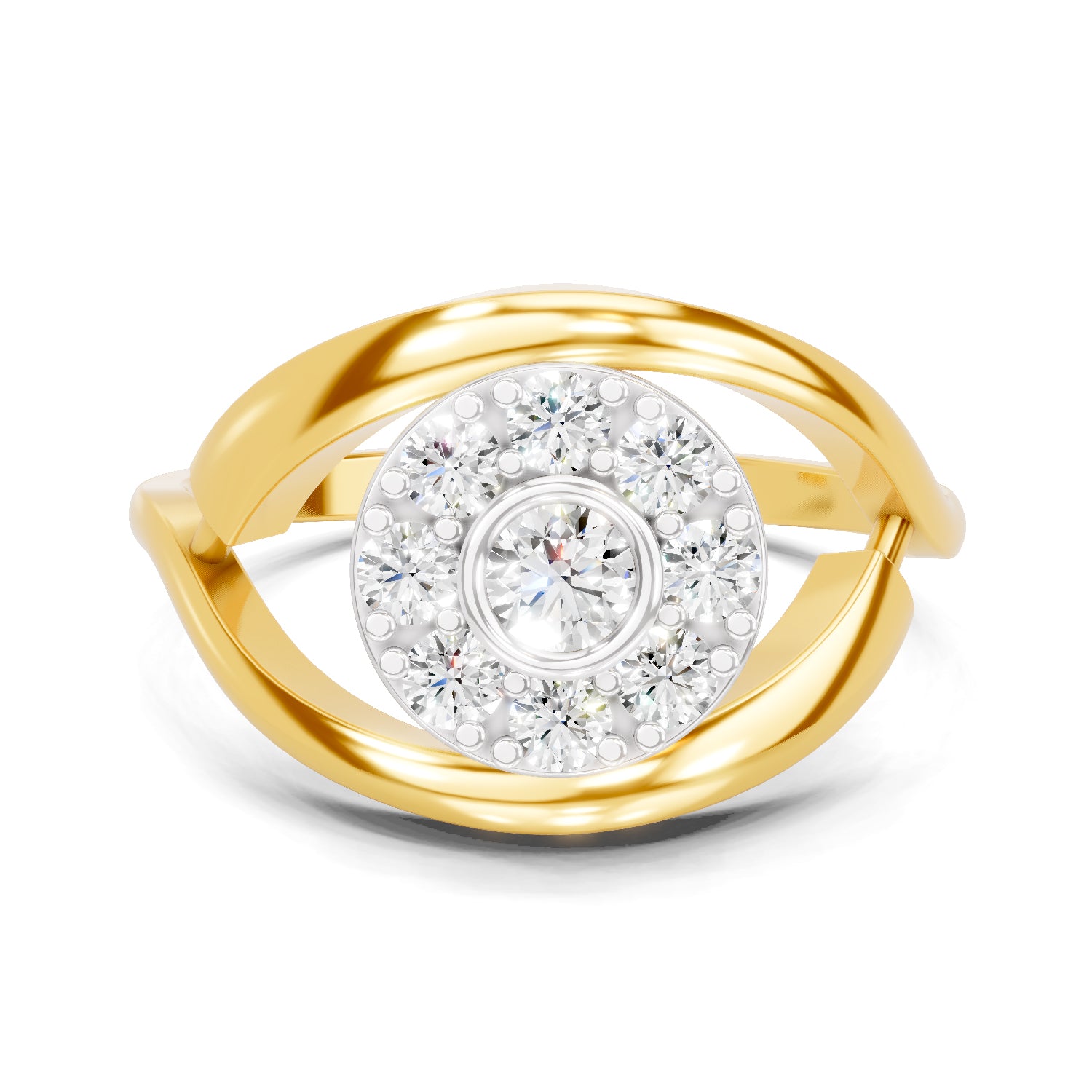 0.72 Carat  | 925 Sterling Silver Gold Plated Evil Eye Ring