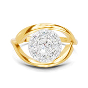 0.72 Carat  | 925 Sterling Silver Gold Plated Evil Eye Ring