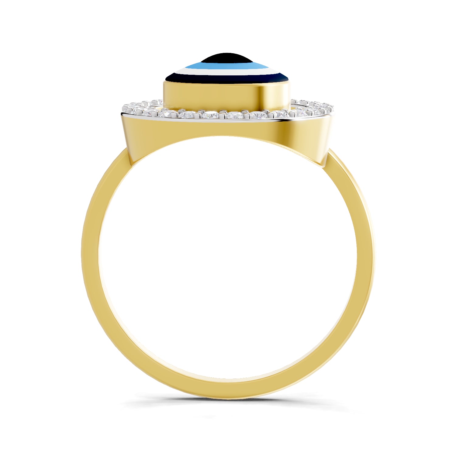 0.2 Carat  | 925 Sterling Silver Gold Plated Evil Eye Ring