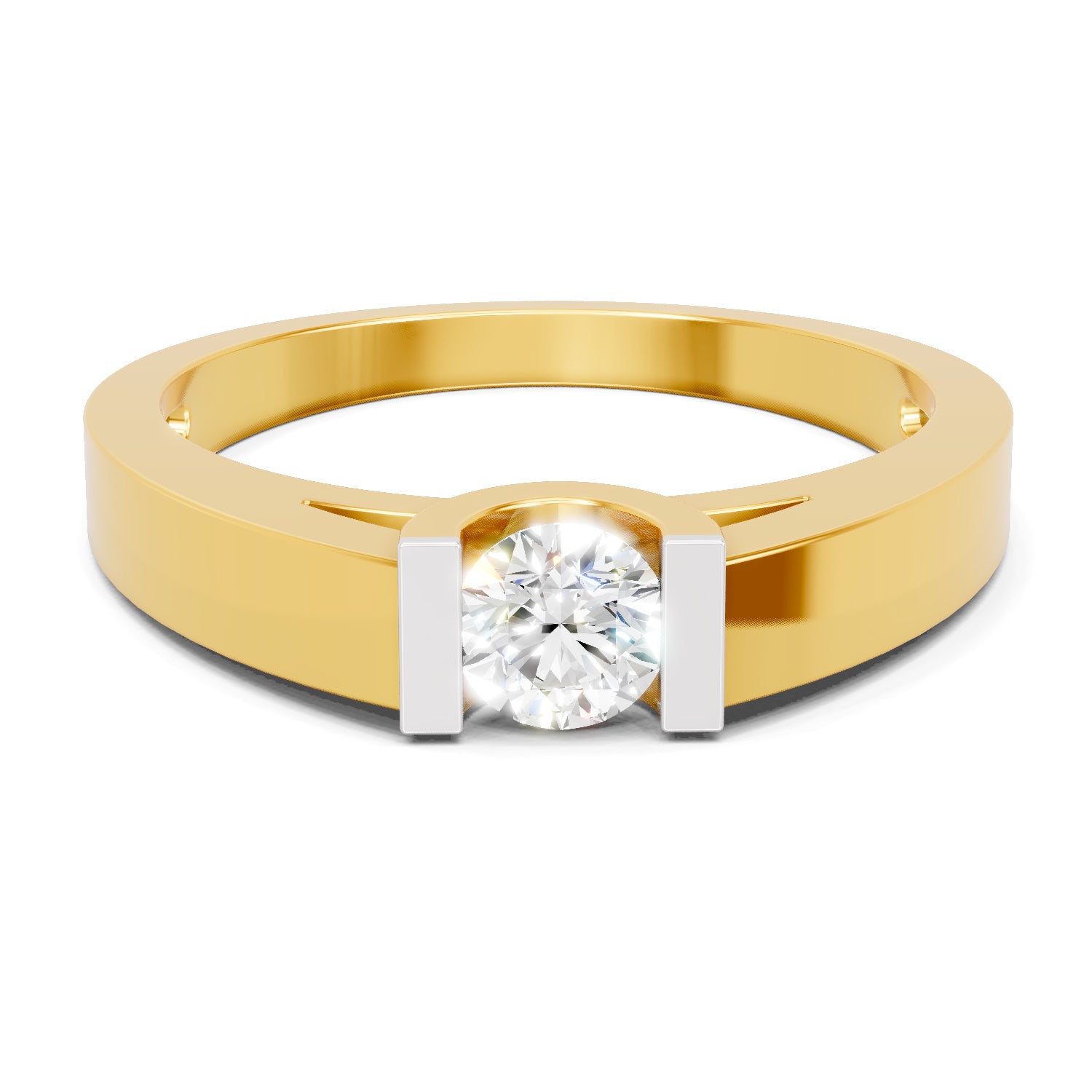 0.35 Carat  | 925 Sterling Silver Gold Plated Solitaire Ring