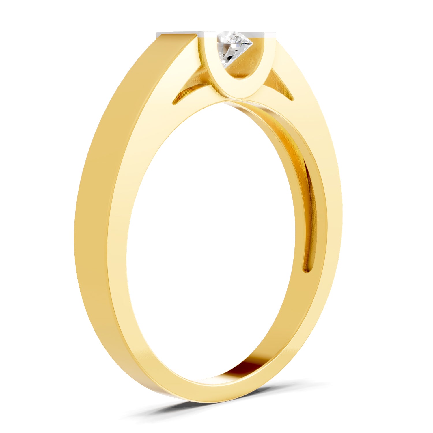 0.35 Carat  | 925 Sterling Silver Gold Plated Solitaire Ring
