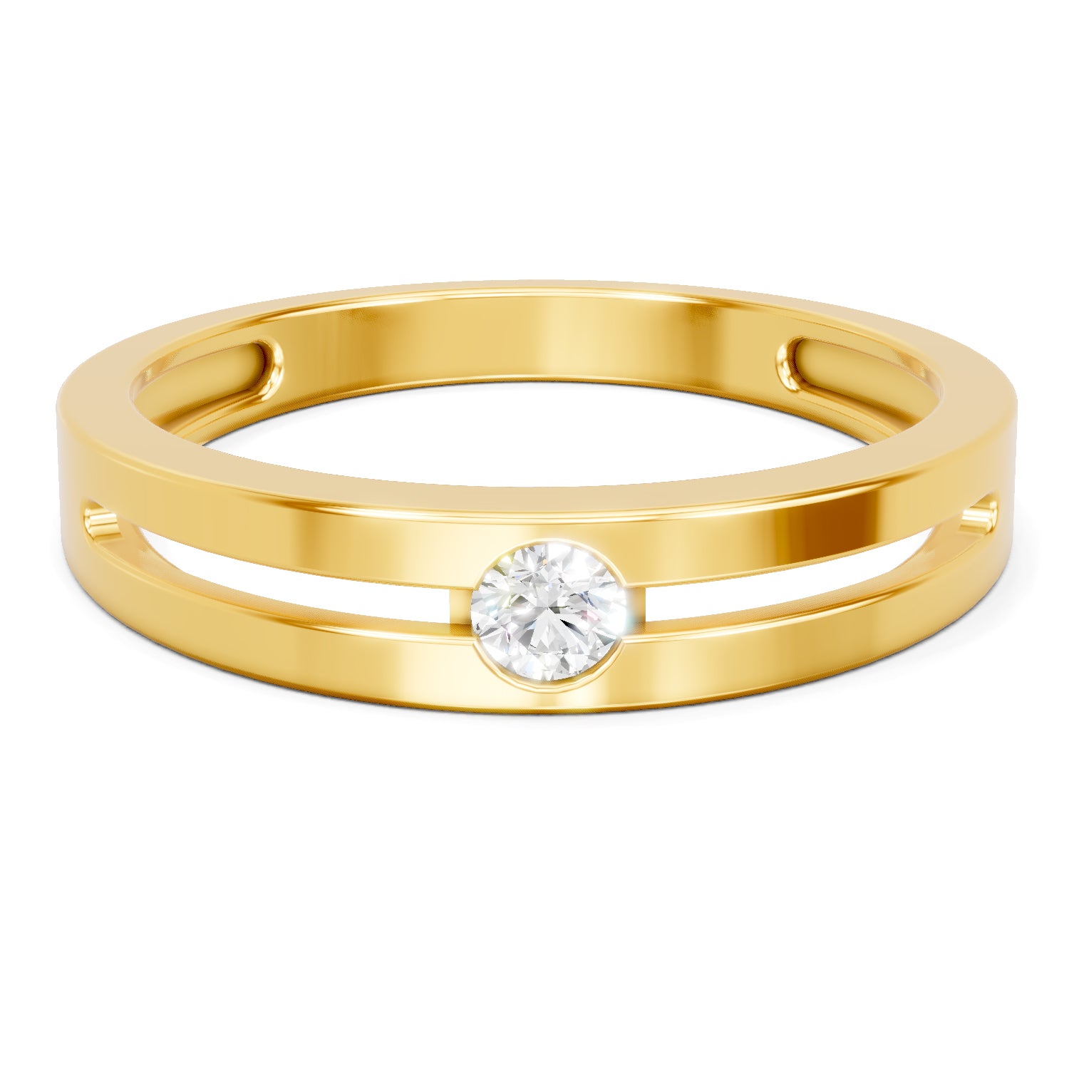 0.13 Carat  | 925 Sterling Silver Gold Plated Solitaire Ring