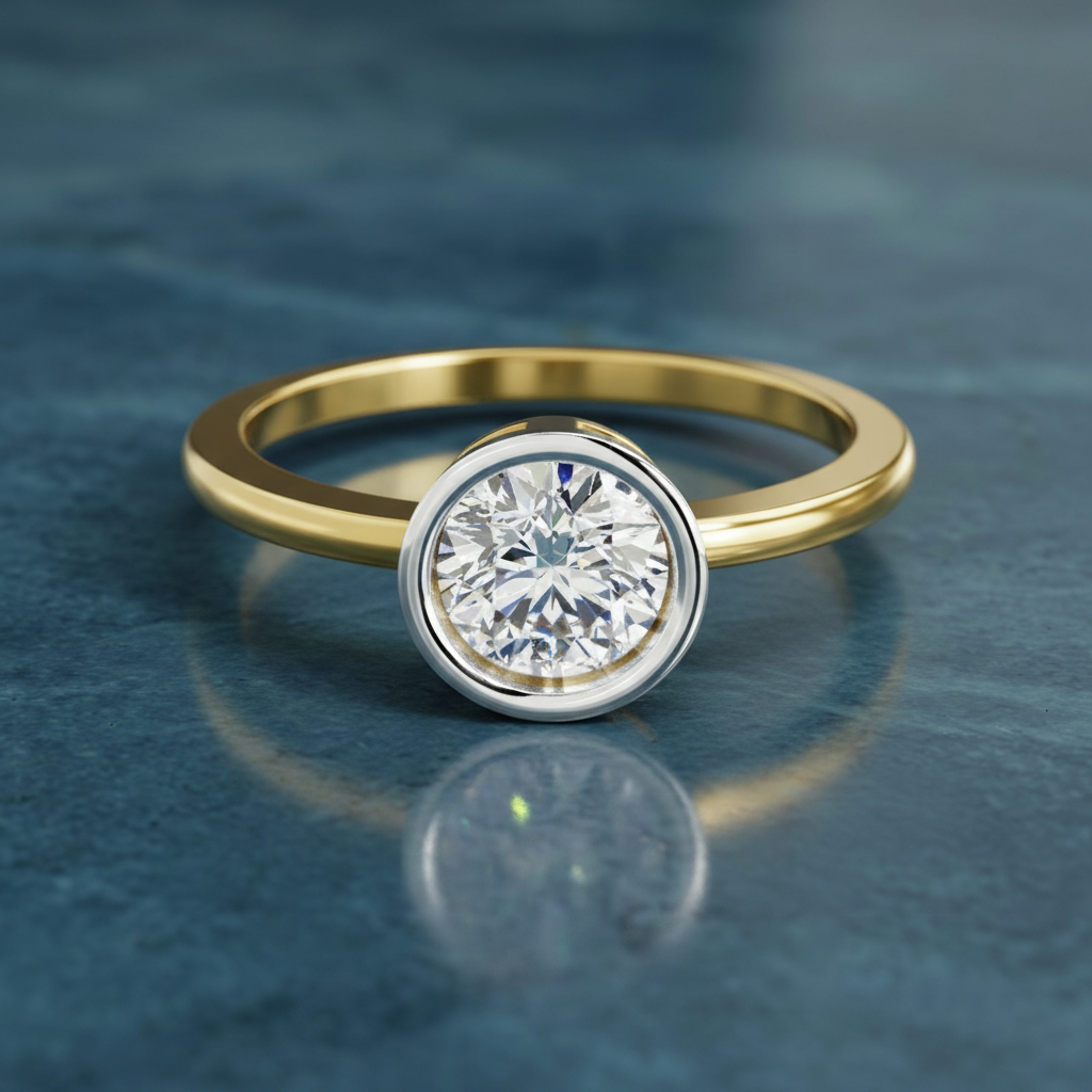 Bezel Solitaire Lab Grown Diamonds 0.15 Ct 14Kt Yellow Gold