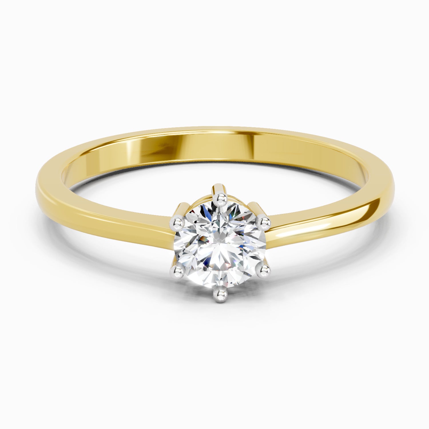 0.5 Ct Round Solitaire Ring | 14K Yellow Gold