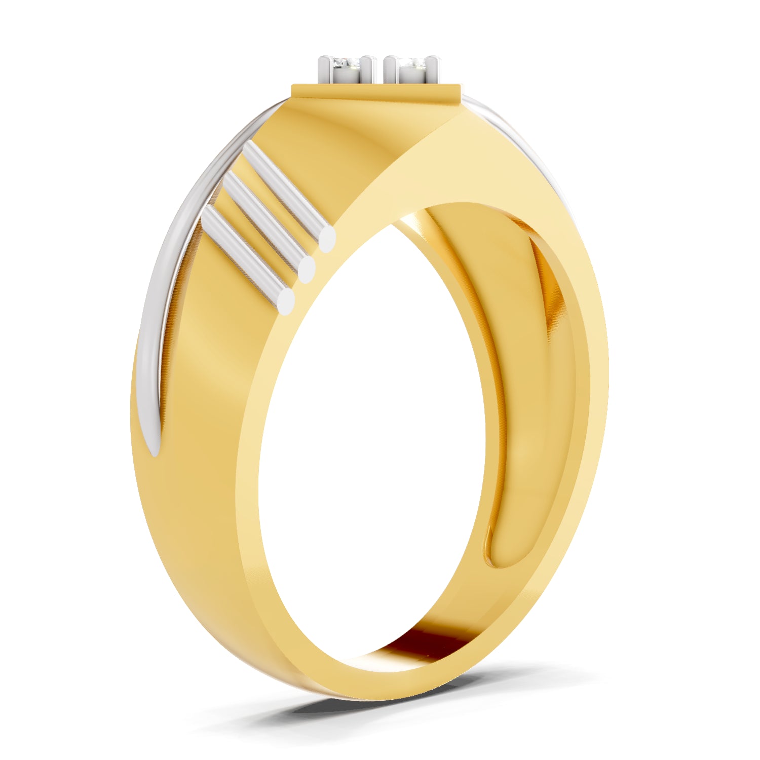 0.1 Carat| 925 Sterling Silver Gold Plated Diamond Square Ring