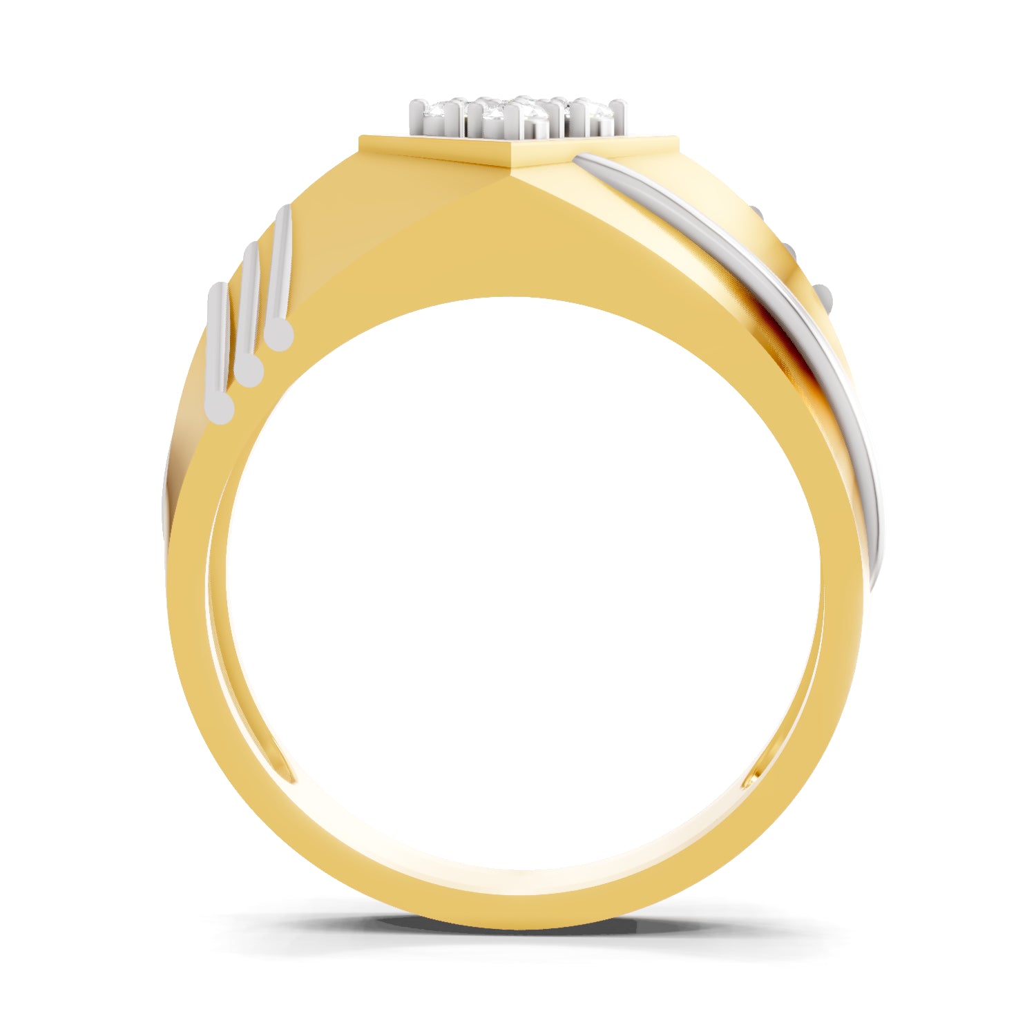 0.1 Carat| 925 Sterling Silver Gold Plated Diamond Square Ring