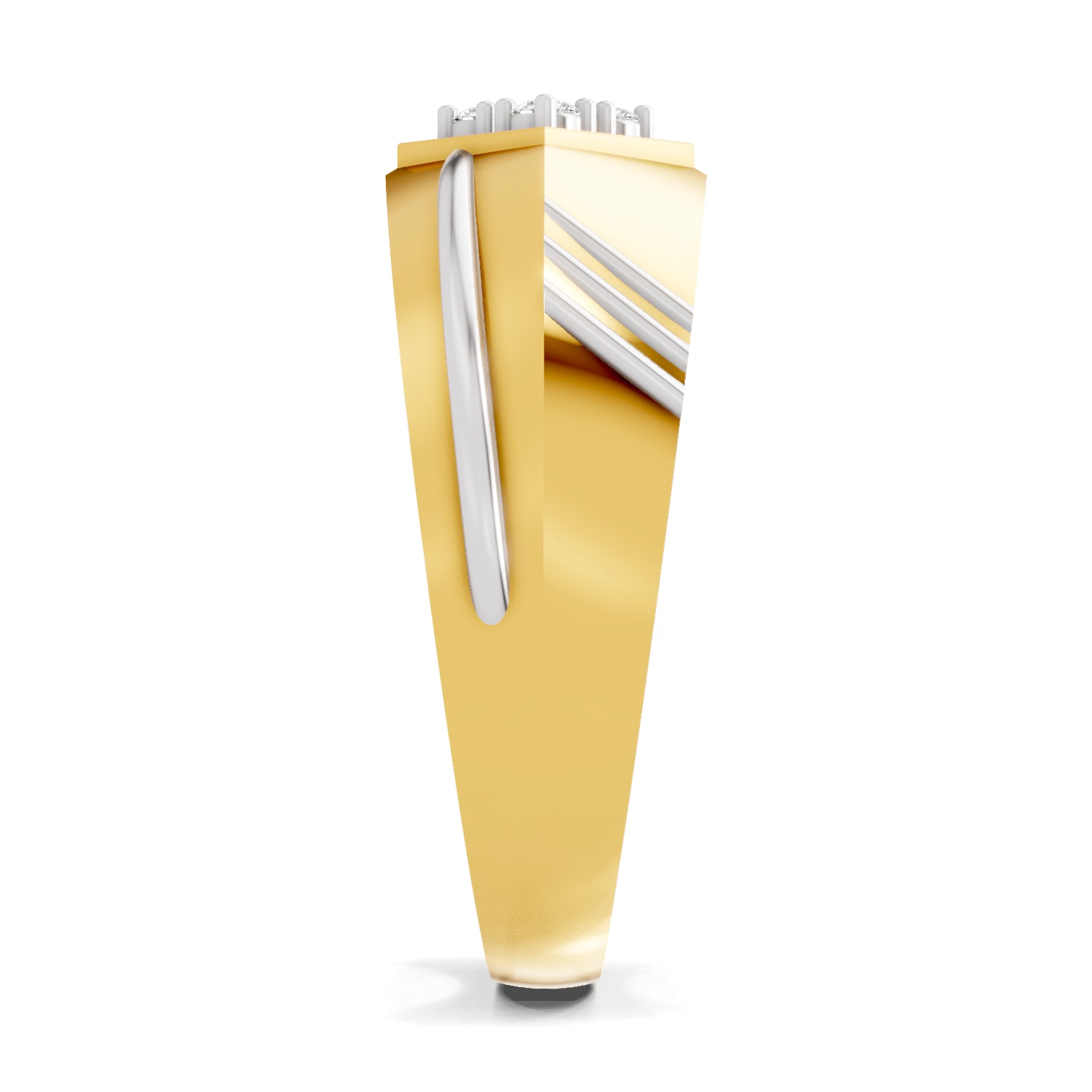 0.1 Carat| 925 Sterling Silver Gold Plated Diamond Square Ring