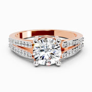 1.19 Ct Round Halo Split Shank Diamond Ring | 14K Rose Gold