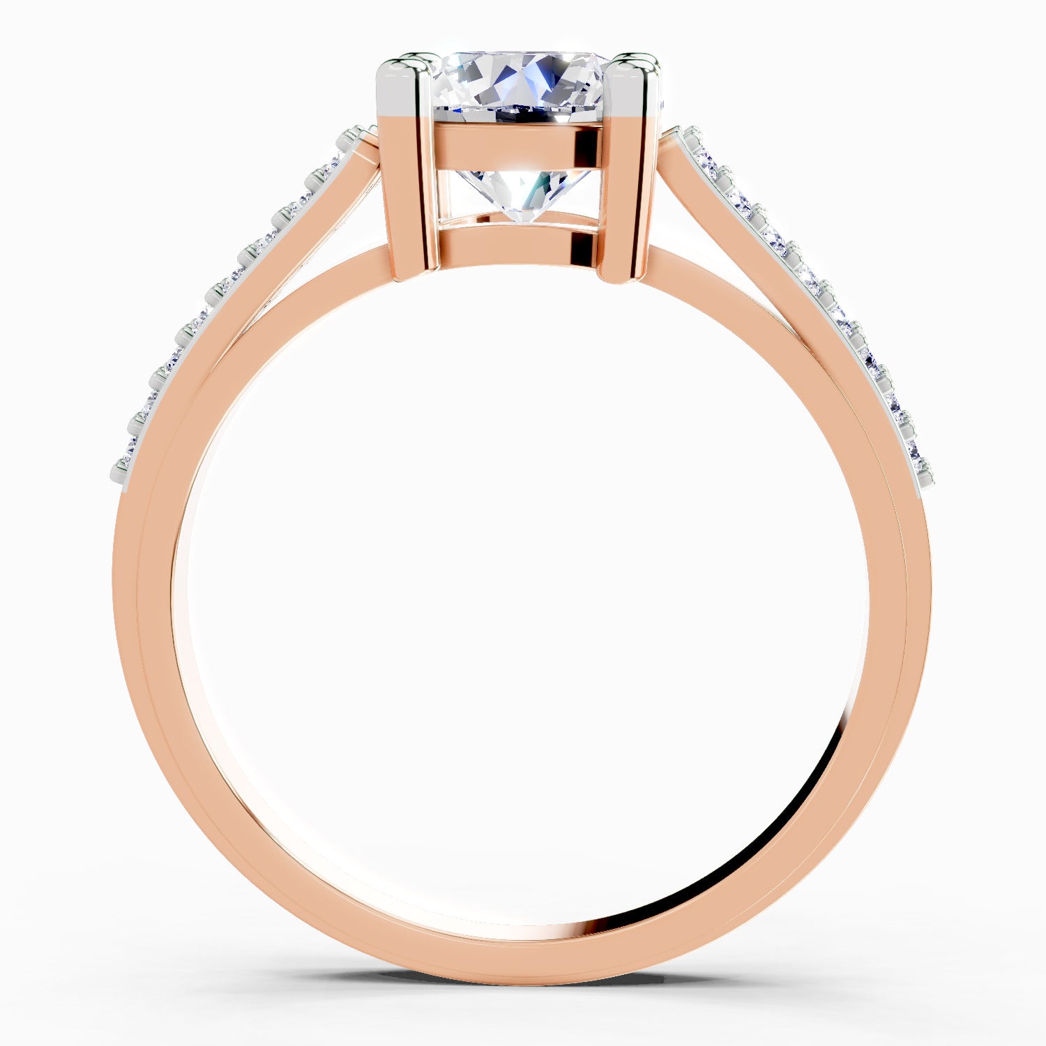 1.19 Ct Round Halo Split Shank Diamond Ring | 14K Rose Gold