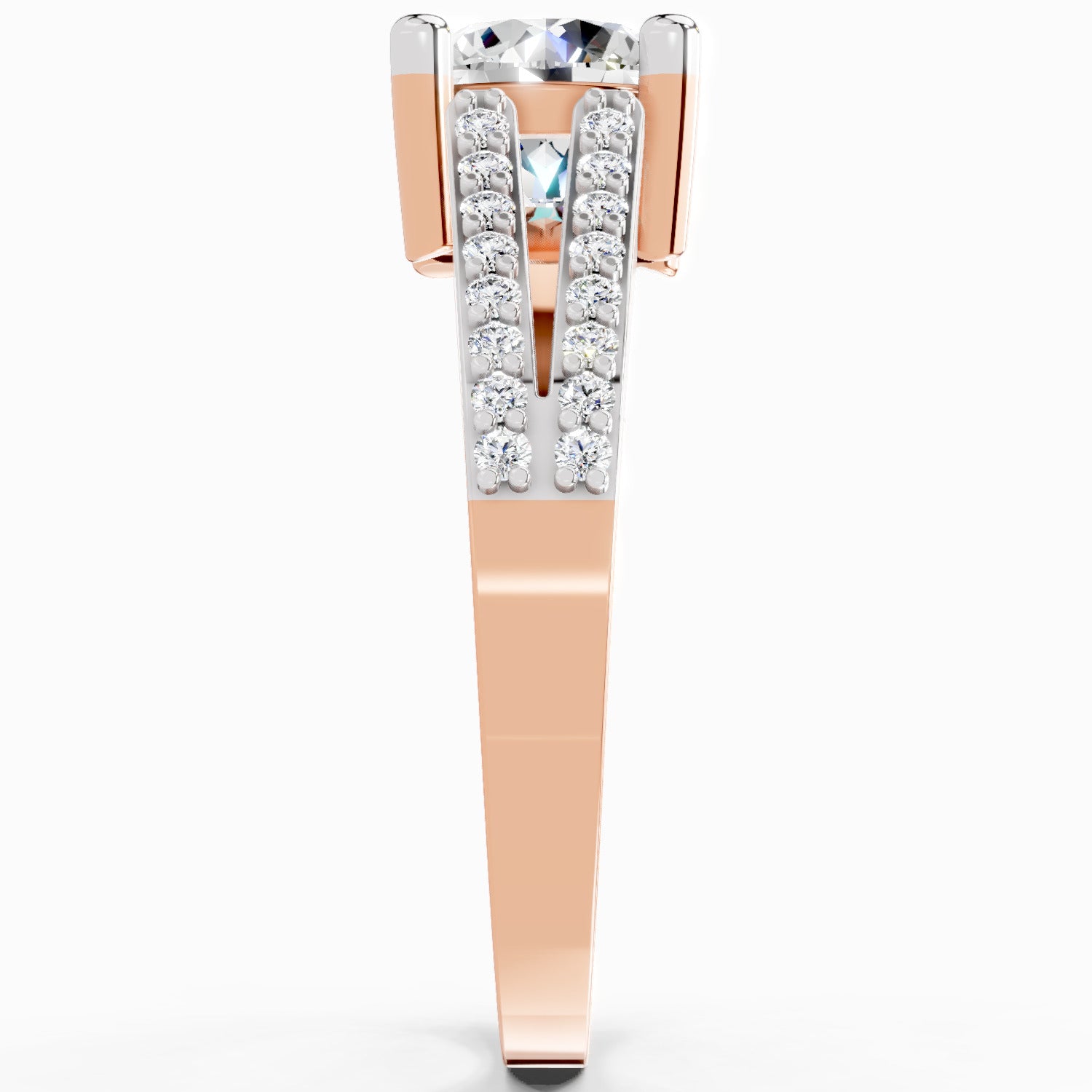 1.19 Ct Round Halo Split Shank Diamond Ring | 14K Rose Gold