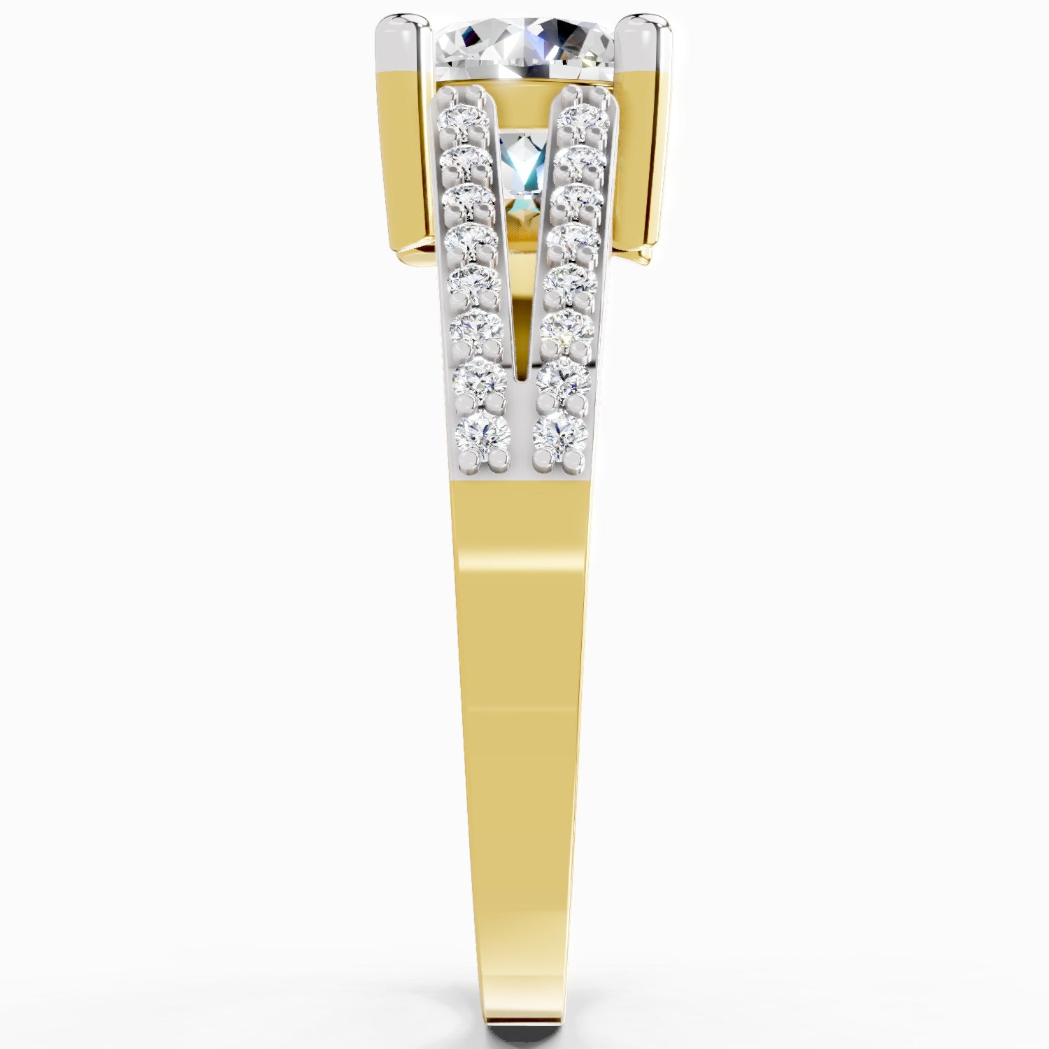 1.19 Ct Round Halo Split Shank Diamond Ring | 14K Yellow Gold
