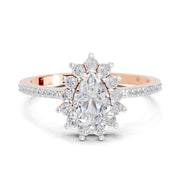 0.64 Carat Pear Shape Halo Engagement Ring | 14K Rose Gold