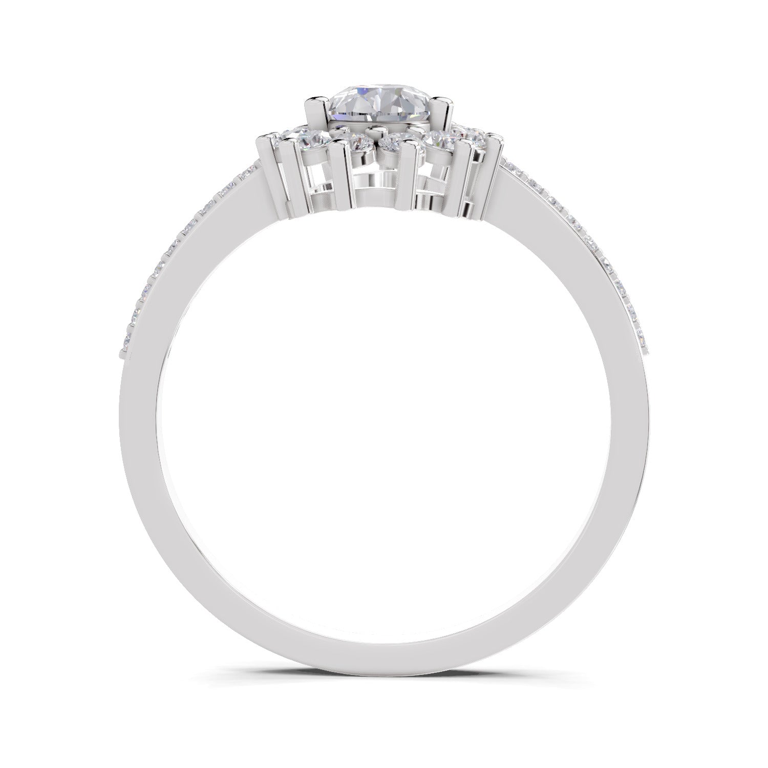 0.64 Carat Pear Shape Halo Engagement Ring | 14K White Gold