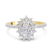 0.64 Carat Pear Shape Halo Engagement Ring | 14K Yellow Gold