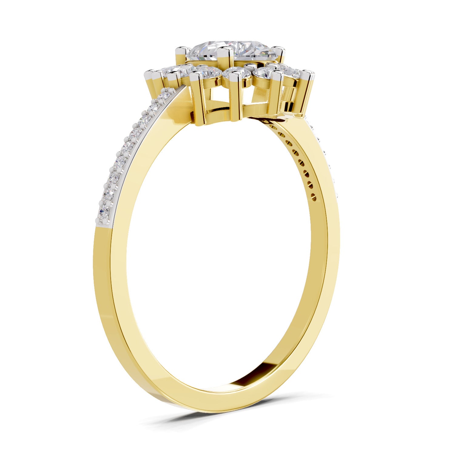 0.64 Carat Pear Shape Halo Engagement Ring | 14K Yellow Gold