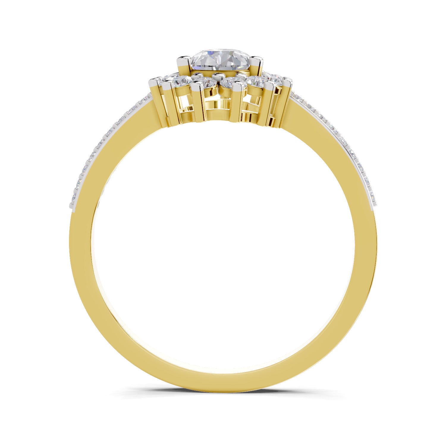 0.64 Carat Pear Shape Halo Engagement Ring | 14K Yellow Gold