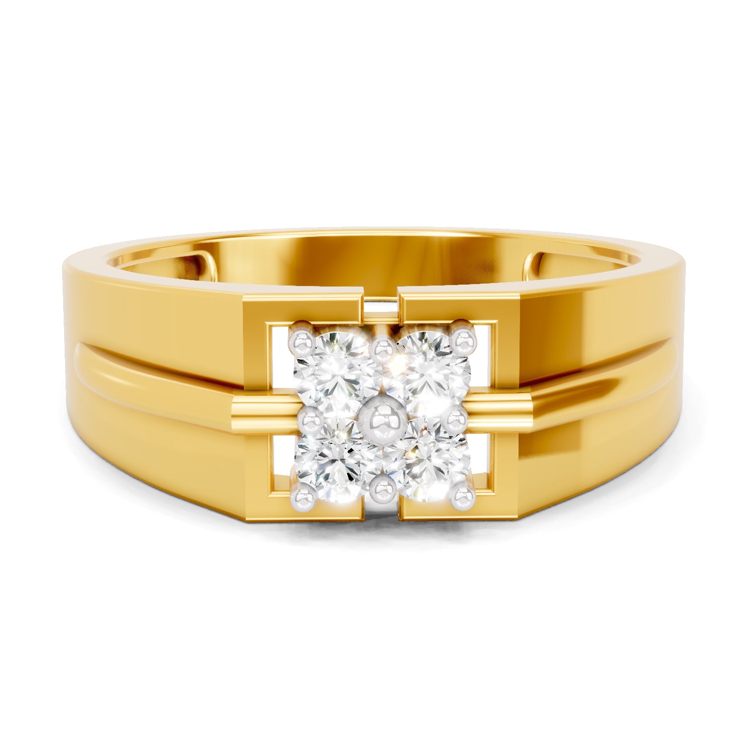 0.24 Carat  | 925 Sterling Silver Gold Plated Four Stone Ring