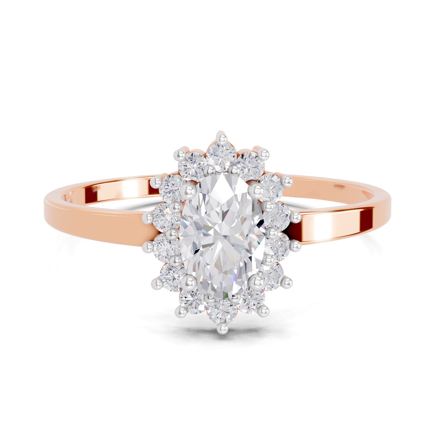 0.57 Carat Halo Oval Engagement Ring | 14K Rose Gold