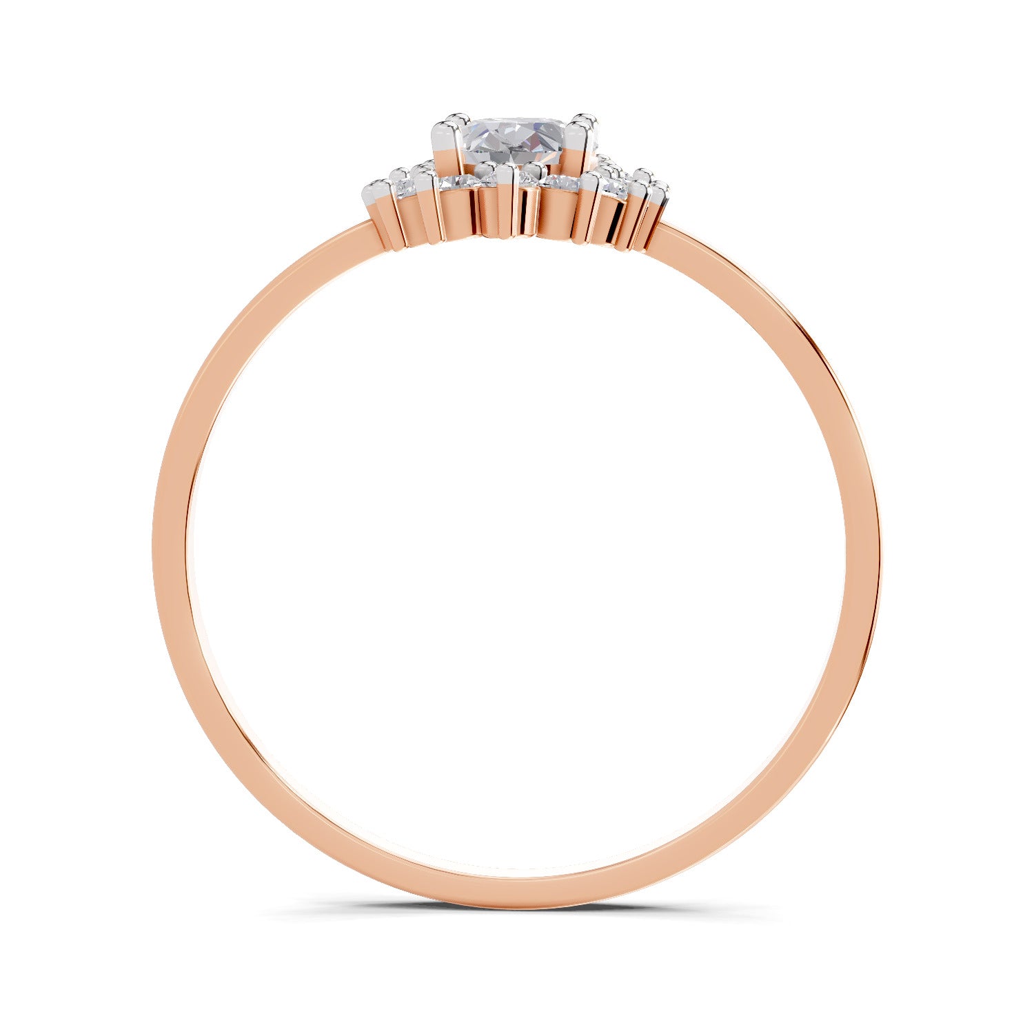 0.57 Carat Halo Oval Engagement Ring | 14K Rose Gold