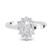 0.57 Carat Halo Oval Engagement Ring | 14K White Gold
