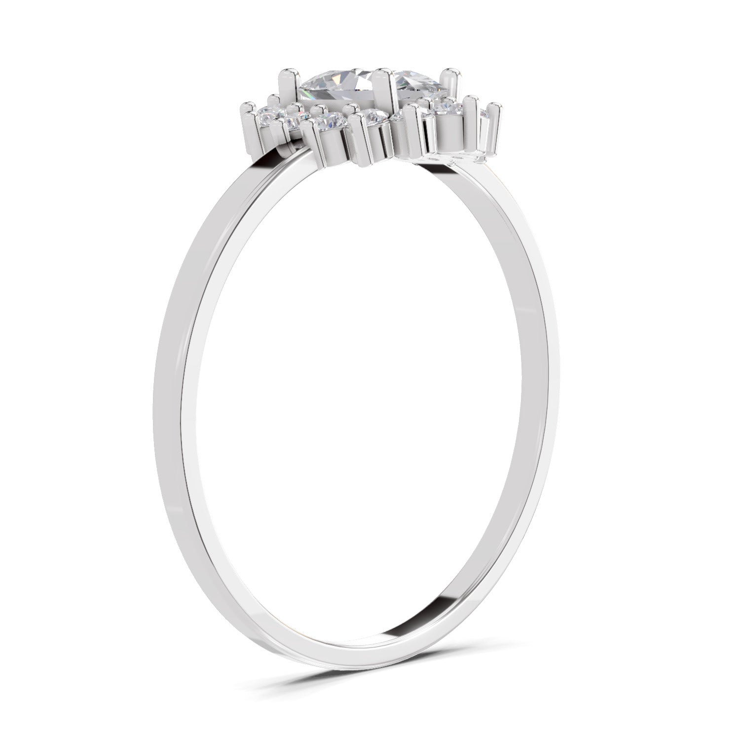 0.57 Carat Halo Oval Engagement Ring | 14K White Gold
