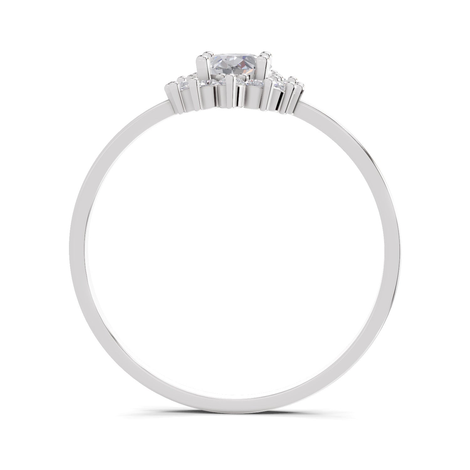 0.57 Carat Halo Oval Engagement Ring | 14K White Gold