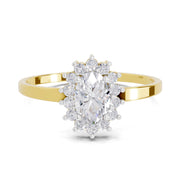 0.57 Carat Halo Oval Engagement Ring | 14K Yellow Gold