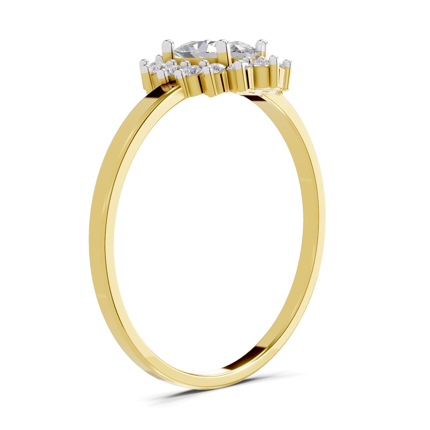 0.57 Carat Halo Oval Engagement Ring | 14K Yellow Gold