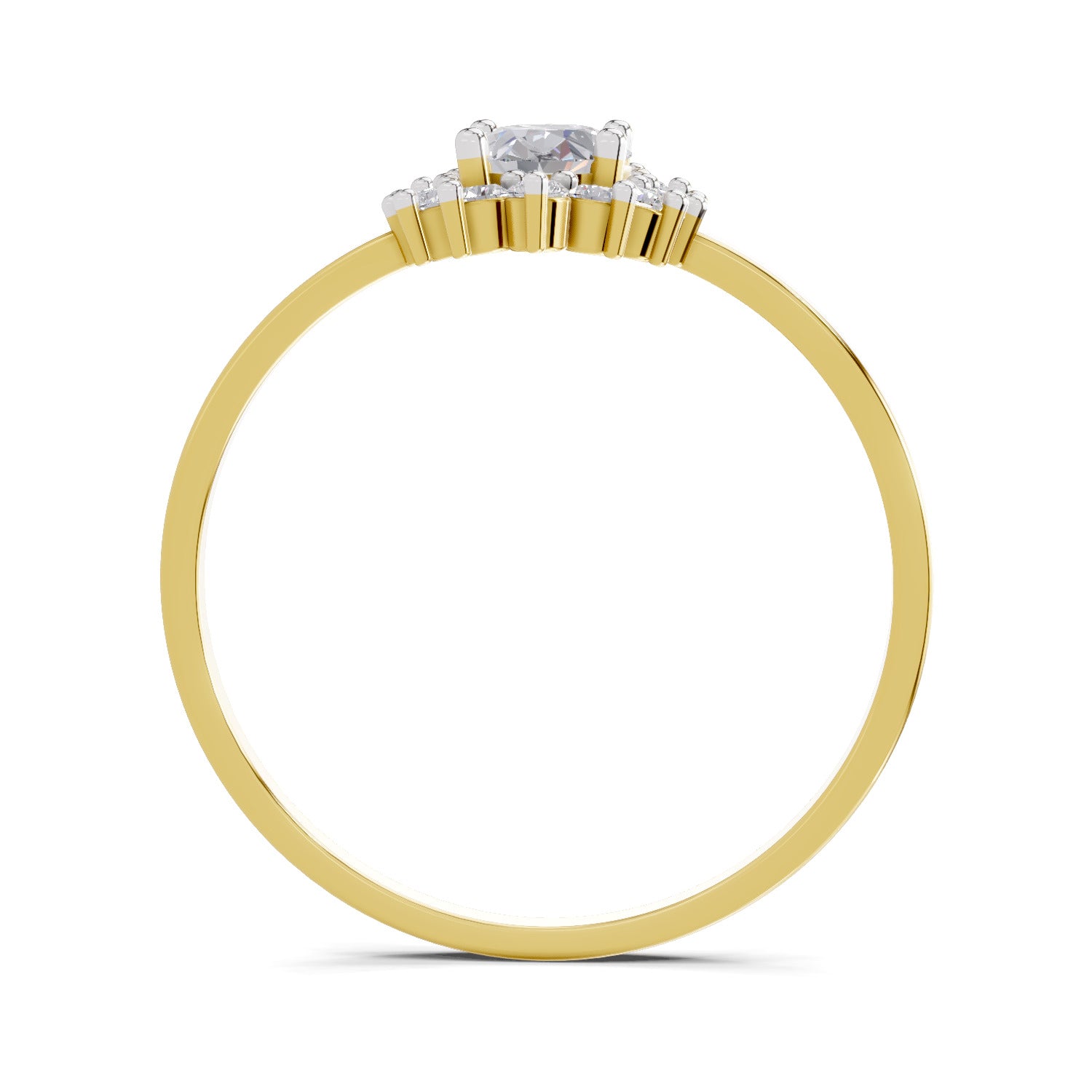 0.57 Carat Halo Oval Engagement Ring | 14K Yellow Gold