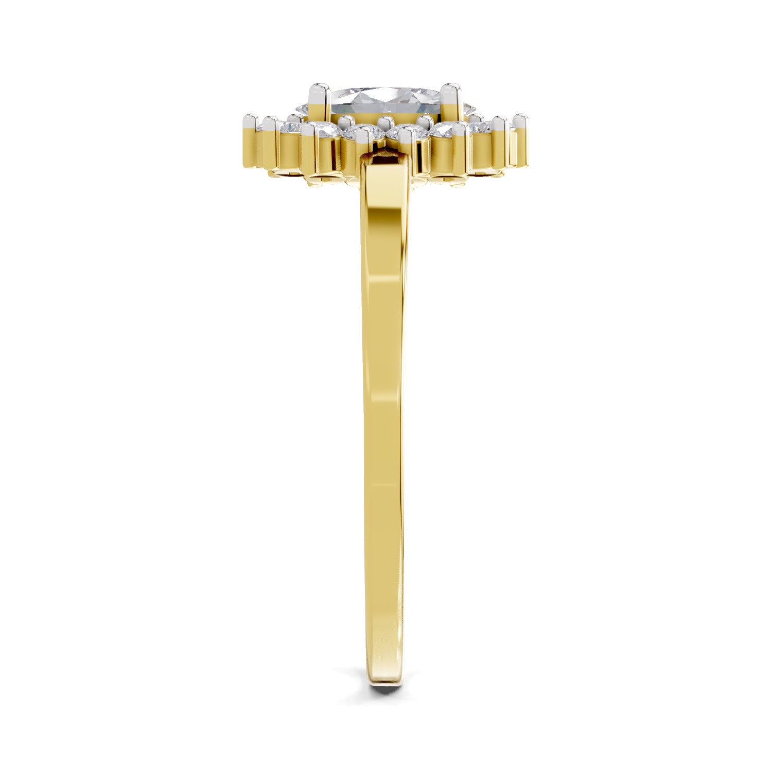 0.57 Carat Halo Oval Engagement Ring | 14K Yellow Gold