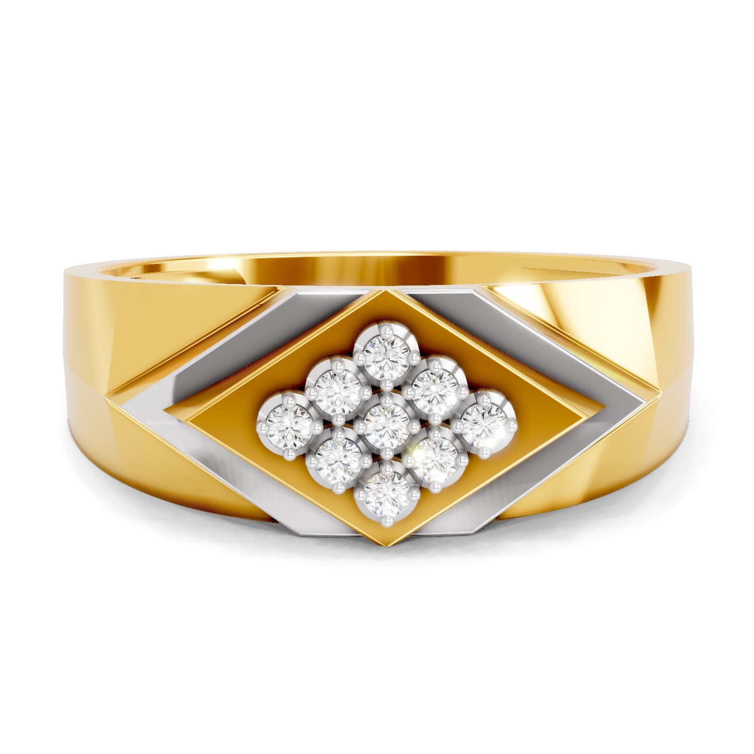 0.14 Carat| 925 Sterling Silver Gold Plated Regal Prism Ring (Size-5)