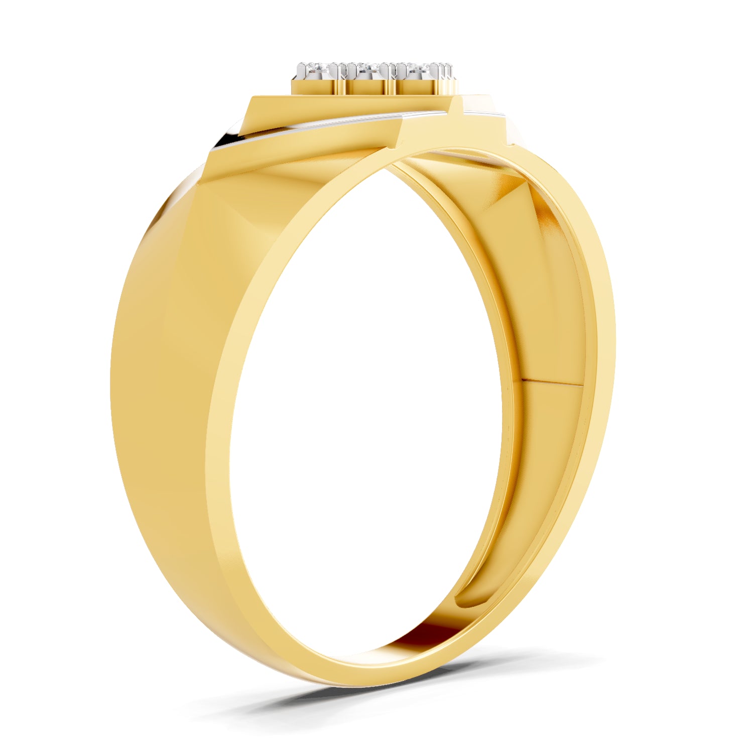 0.14 Carat| 925 Sterling Silver Gold Plated Regal Prism Ring (Size-5)